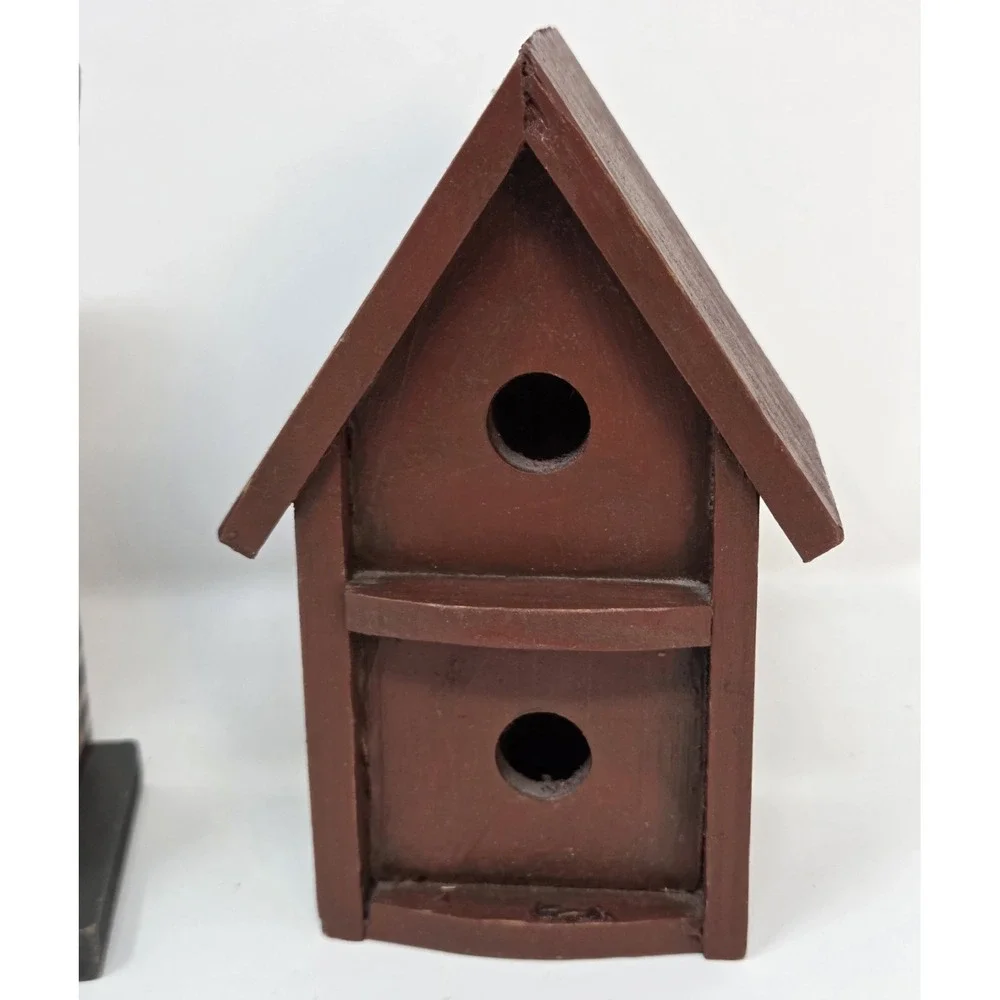 Wood Birdhouse Set of 2 Rustic Farmhouse Decor ArtMinds Shelf Sitters